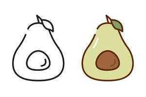 avocado-pictogram geïsoleerd op een witte achtergrond. zwarte en kleurrijke avocado pictogrammen instellen. vector illustratie