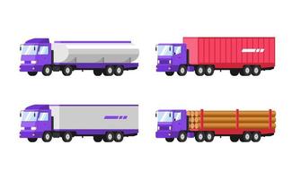 set van vrachtwagen aanhangwagens vector illustratie