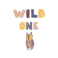 wild one - leuke handgetekende kinderkamerposter met belettering vector