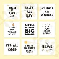 vector set met leuke handgetekende kinderposters met belettering