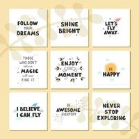 vector set met leuke handgetekende kinderposters met belettering