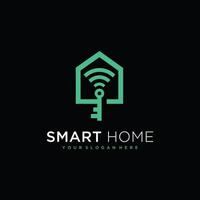 smart home combinatie sleutel en signaal logo ontwerp vector icon
