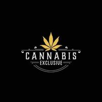 cannabis exclusief en luxe gouden logo-ontwerp vector