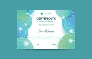 moderne elegante groene en blauwe certificaatsjabloon vector