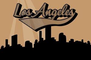 los angeles typografie, illustratie stad met gebouw silhouet vector