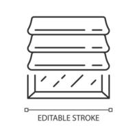 Romeinse tinten lineaire pictogram. huis- en kantoorinrichting. interieur winkel. raambekleding, gemotoriseerde jaloezie. dunne lijn illustratie. contour symbool. vector geïsoleerde overzichtstekening. bewerkbare streek