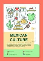 mexicaanse cultuur brochure sjabloon lay-out. mexico bezienswaardigheden flyer, boekje, folder printontwerp met lineaire illustraties. vectorpaginalay-outs voor tijdschriften, jaarverslagen, reclameposters vector