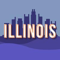 Illinois vintage 3D-vector belettering. retro vet lettertype, lettertype. popart gestileerde tekst. brieven in oude schoolstijl. 90s, 80s poster, banner, t-shirt typografieontwerp. stadsgezicht violet kleur achtergrond vector