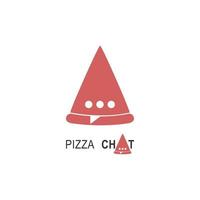 pizza-chat-logo voor caféverpakking en restaurantmenu. fastfood-logo met moderne vlakke stijl vectorillustratie. pizza online logo voor italiaanse pizzeria met minimalistisch pizzarestaurant in platte stijl. vector