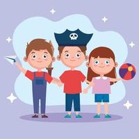 schattige kinderen hand in hand vector