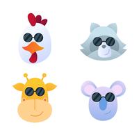 Cool Animal Faces Set vector