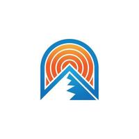 uniek Sun Mountain-logo-ontwerp vector