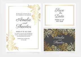 Vector gouden bloemen bruiloft uitnodiging