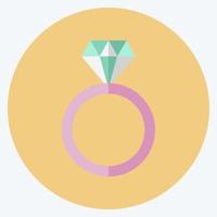 diamanten ring pictogram in trendy vlakke stijl geïsoleerd op zachte blauwe achtergrond vector