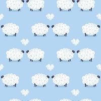 schattige schapen vector naadloze patroon kinderen zoete dromen illustratie op blauwe achtergrond. baby douche achtergrond. kind tekenen vlakke stijl witte schapen. kinderontwerp voor stof