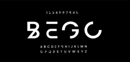 abstracte minimale moderne alfabetlettertypen voor logo. typografie technologie elektronische digitale muziek toekomstige creatieve lettertype. vector illustratie