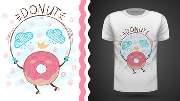 Jump donut - idee voor print t-shirt. vector