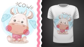 grappige teddy koe - idee voor print t-shirt. vector