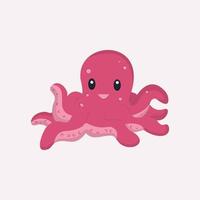 handgetekende platte schattige octopusillustratie vector