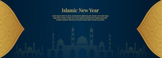 elegante islamitische nieuwjaarsbanner. islamitische nieuwjaarsachtergrond geschikt voor banner, achtergrond, sociale media. muharram islamitisch nieuwjaar vector
