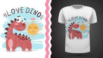 Dino and sun - idee voor print t-shirt. vector