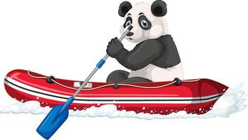 panda op opblaasbare boot in cartoonstijl vector