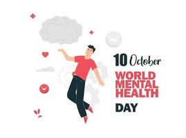 World Mental Health Day verbeeldingskracht zorgt voor positief denken aan de hersenen vector