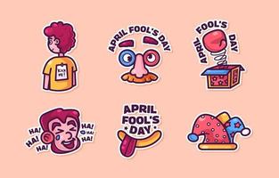 april dwaas sticker collectie vector