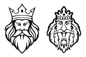 bebaarde koning logo.king man, ontwerpelement voor teken, badge, t-shirt, poster. vector