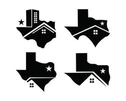 texas home logo, huis en dak icoon texas, gebouw symbool kaart texas vector