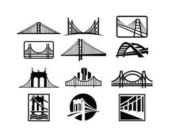 brug logo embleem ontwerpsjabloon. stad landmark gebouw pictogram vectorillustratie vector