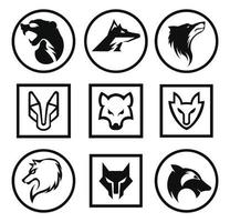 wolf bout embleem, mascotte hoofd silhouet, sjabloon voor zaken of t-shirt design. vector