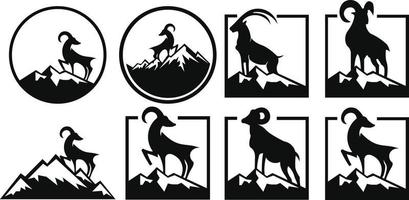 silhouet van een berg zoogdier geit dier. vector