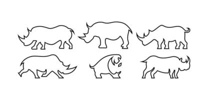 set pictogram neushoorn logo lijn vector illustratie ontwerpsjabloon, neushoorn lijn pictogrammenset creatief ontwerp