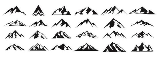 berglandschap buiten piek avontuur silhouet logo set vector