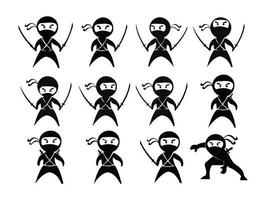 ninja samurai krijger vechter karakter cartoon krijgskunst wapen shuriken vector