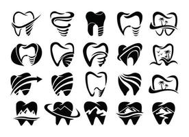 tandheelkundige gezondheidszorg geneeskunde illustratie logo set vector
