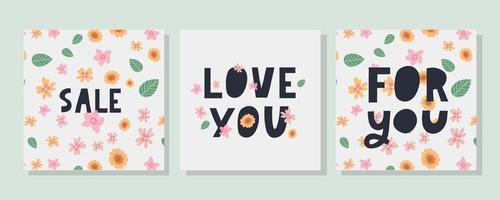 voor jou tekst belettering valentijnsdag banner met bloemen verkoop vector