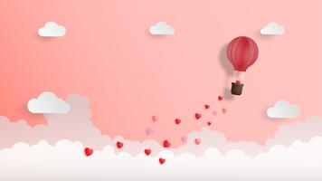 Creatieve Valentijnsdag achtergrond vector illustratie papier knippen stijl.