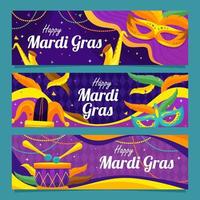 happy mardi gras carnaval banner vector