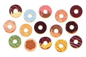 cartoon donut sticker set vector