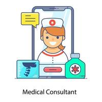 arts in smartphone met pictogram van medisch adviseur vector