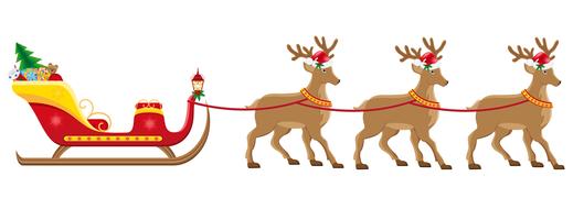 Christmassanta slee met rendieren vectorillustratie vector