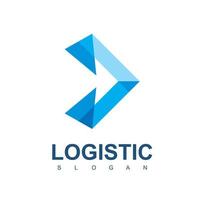 logistiek bedrijfslogo met blauw pijlsymbool vector