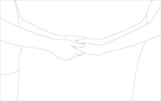 paar hand in hand, paar karakter schets illustratie op witte achtergrond, vectorillustratie voor Valentijnsdag projecten. vector