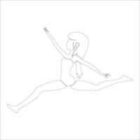 dame ballerina karakter schets illustratie op witte achtergrond. vector