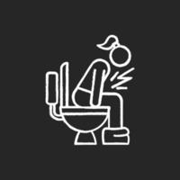 diarree krijt pictogram. ziekte van het spijsverteringskanaal. ziekte en ziekte. voedselvergiftiging. menstruatie probleem. periode symptoom. meisje op toilet. vrouw in toilet. geïsoleerde vector schoolbordillustratie