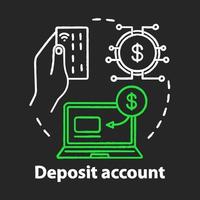 deposito rekening krijt concept icoon. besparing idee. bankplan, overeenkomstbeheer. online betalings- en boekhoudsysteem. financiële diensten. vector geïsoleerde schoolbordillustratie