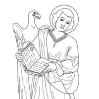 sint john de evangelist en apostel vector illustratie zwart-wit overzicht