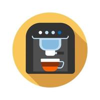 koffiezetapparaat platte ontwerp lange schaduw kleur pictogram. koffiezetapparaat. vector silhouet illustratie
